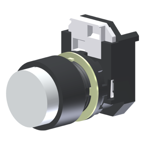 C2XBEB – Botão Saliente Branco Moldura Redonda p/ Furo 22mm