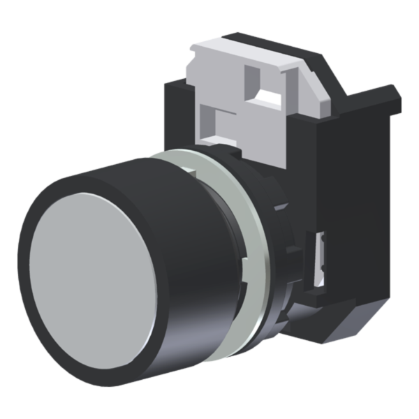 C2XBNB – Botão Raso Branco Moldura Redonda p/ Furo 22mm