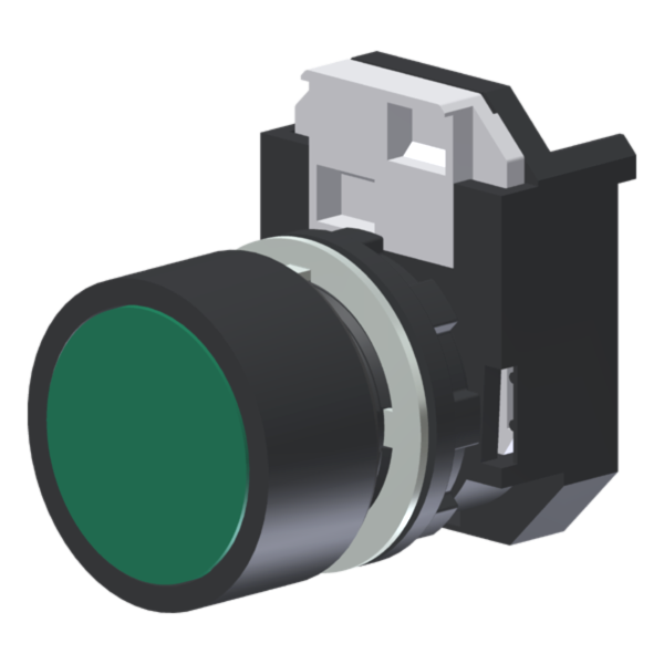 C2XBNV – Botão Raso Verde Moldura Redonda p/ Furo 22mm