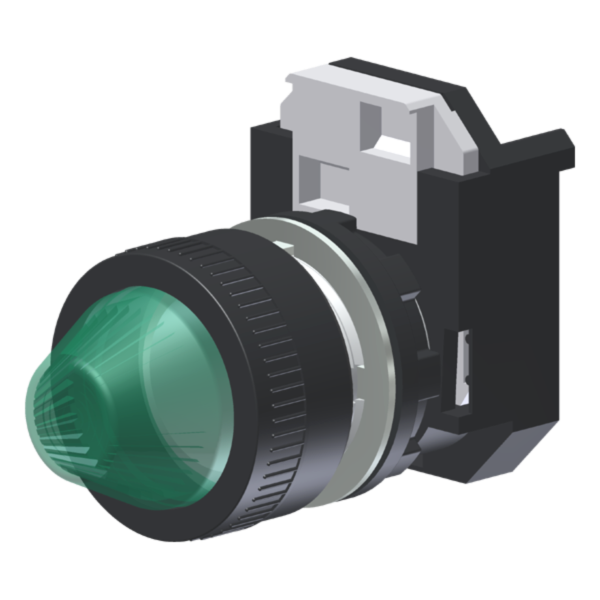 C2XPEV – Sinalizador Saliente Verde Moldura Redonda p/ Furo 22mm