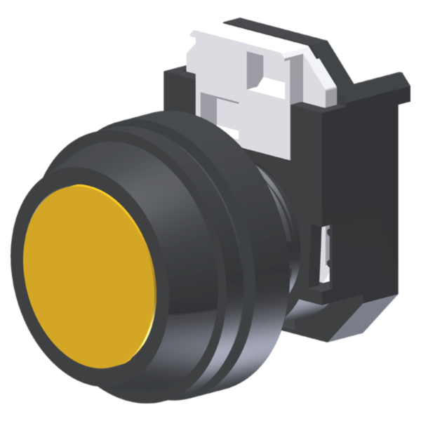 C3XBNA – Botão Raso Amarelo Moldura Redonda p/ Furo 30mm