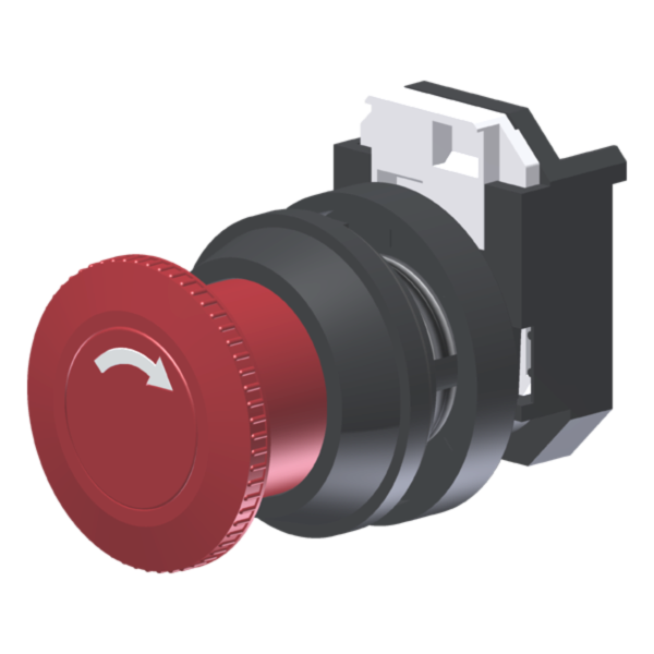C3XEK – Botão de Emergência c/ Trava Empurrar/Girar Moldura Redonda p/ Furo 30mm