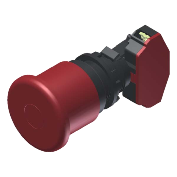 C9E4R01 – Botão Cogumelo Compacto Diâmetro 40mm Vermelho Moldura Redonda 2NF p/ Furo 22mm